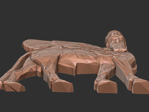 Assyrian Human headed winged bull Triangulated Stylized 3D Print Model