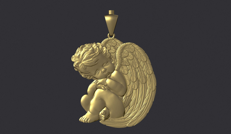 Sleeping Baby Angel Pendant 3D printmodel .c4d .max .obj .3ds .fbx .stl .blend 