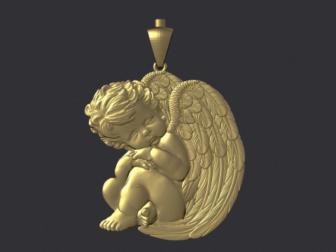 Sleeping Baby Angel Pendant 3D Print Model