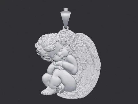 Sleeping Baby Angel Pendant 3D Print Model