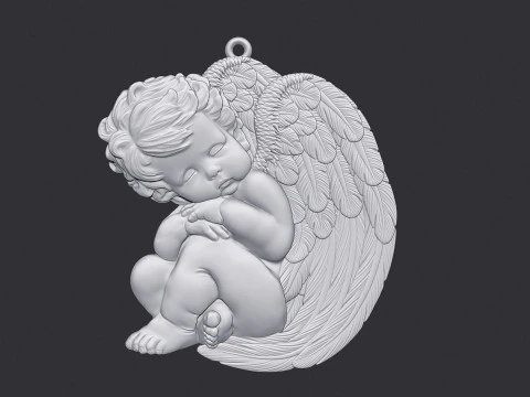 Sleeping Baby Angel Pendant 3D Print Model