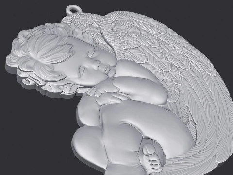 Sleeping Baby Angel Pendant 3D Print Model