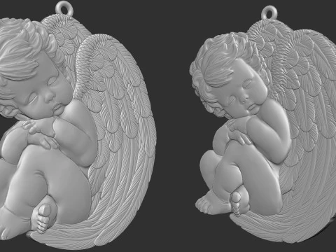 Sleeping Baby Angel Pendant 3D Print Model