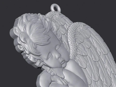 Sleeping Baby Angel Pendant 3D Print Model