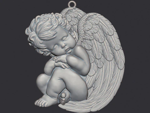 Sleeping Baby Angel Pendant 3D Print Model