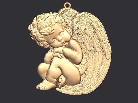 Sleeping Baby Angel Pendant 3D Print Model