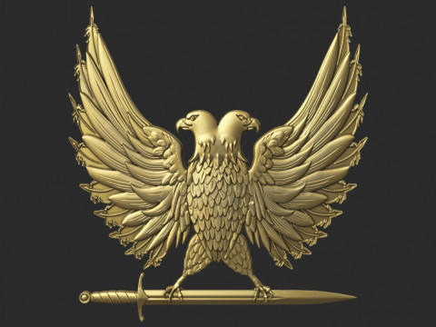 Two Headed Eagle and sword bas relief 3D Druckmodell