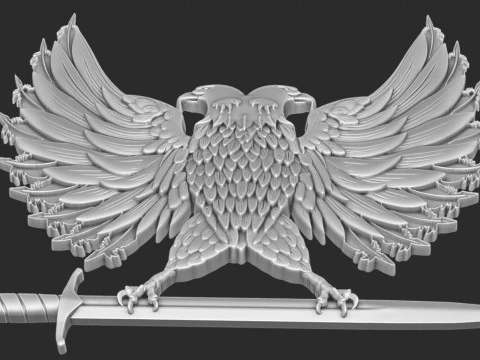 Two Headed Eagle and sword bas relief 3D Print Model
