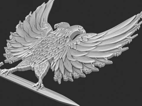 Two Headed Eagle and sword bas relief 3D Print Model