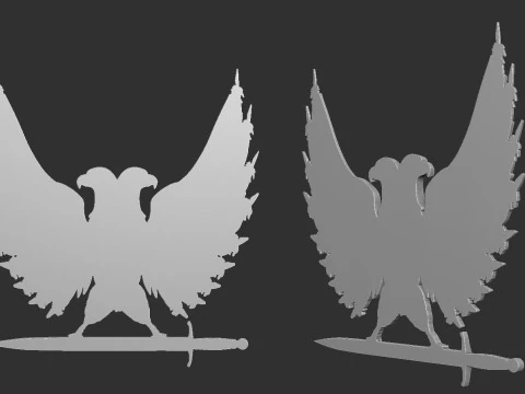 Two Headed Eagle and sword bas relief 3D Print Model