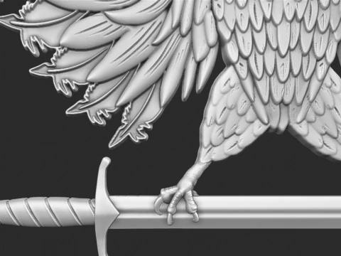 Two Headed Eagle and sword bas relief 3D Print Model