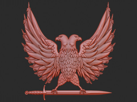 Two Headed Eagle and sword bas relief 3D 프린트 모델