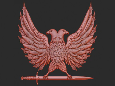 Two Headed Eagle and sword bas relief 3D Print Model