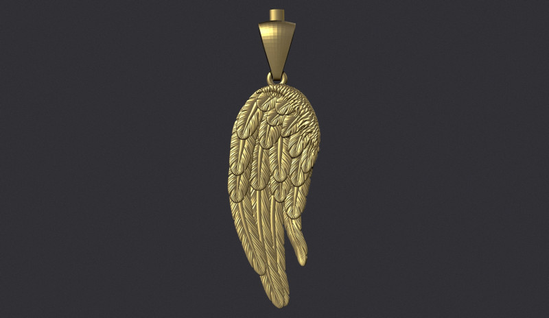 Angel Wing Printable Pendant 3D Print Model .c4d .max .obj .3ds .fbx .stl .blend 