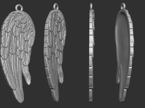 Angel Wing Printable Pendant 3D Print Model
