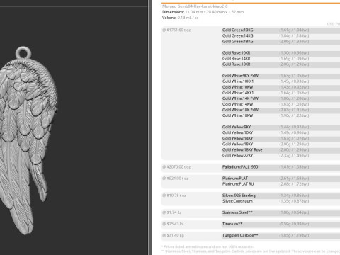 Angel Wing Printable Pendant 3D Print Model