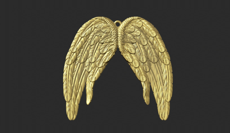 Angel Wing Printable Pendant 3D Print Model .c4d .max .obj .3ds .fbx .stl .blend