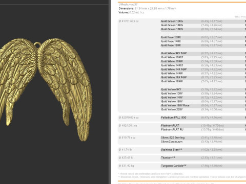 Angel Wing Printable Pendant 3D Print Model