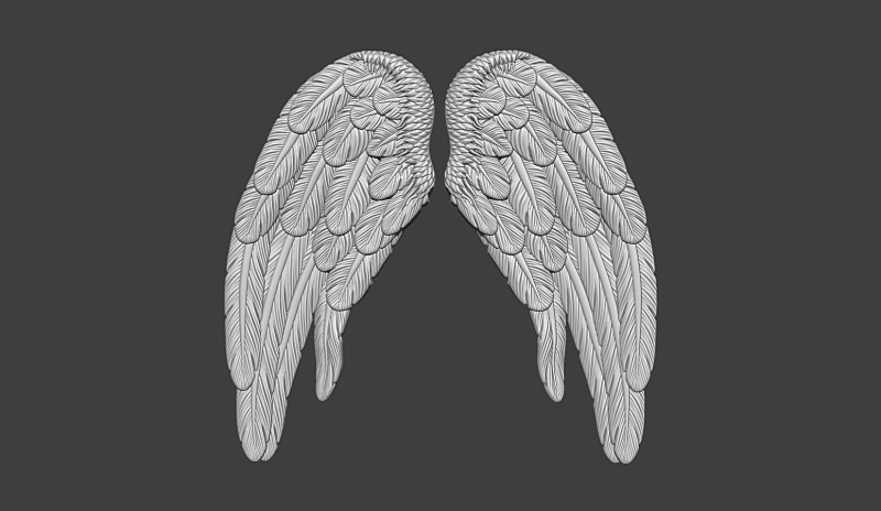 Angel Wings Bas Relief 3D Print Model .c4d .max .obj .3ds .fbx .stl .blend 