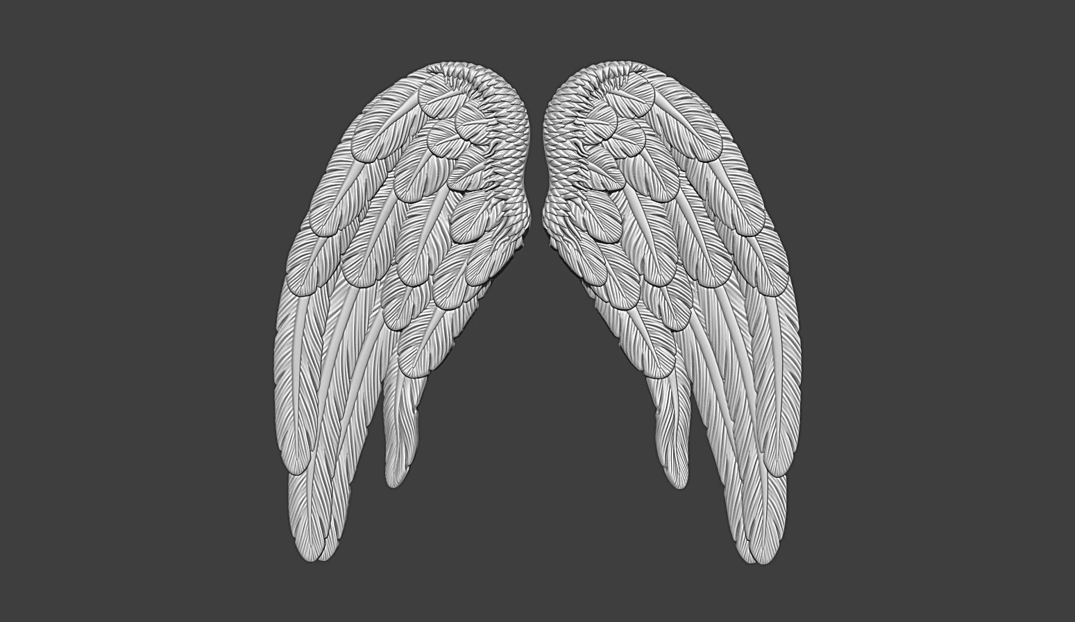 Angel Wings Bas Relief 3D Print Model .c4d .max .obj .3ds .fbx .stl .blend