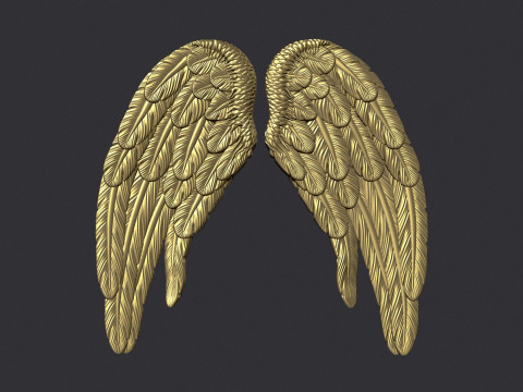 Angel Wings Bas Relief 3D Print Model