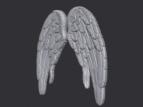 Angel Wings Bas Relief 3D Print Model