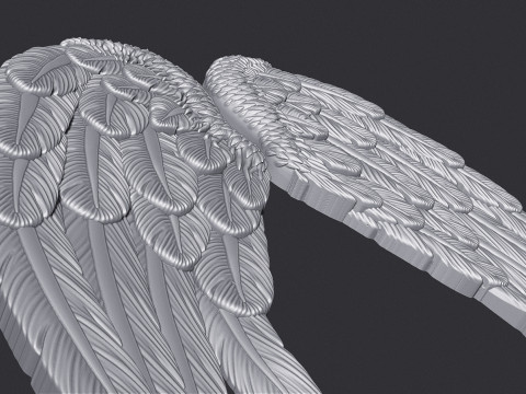 Angel Wings Bas Relief 3D Print Model