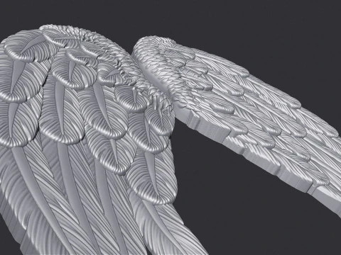 Angel Wings Bas Relief 3D Print Model