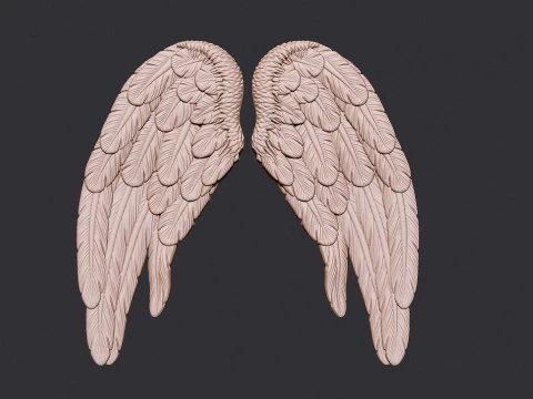 Angel Wings Bas Relief 3D Print Model