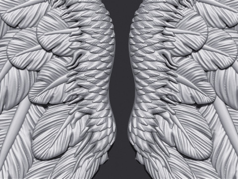 Angel Wings Bas Relief 3D Print Model