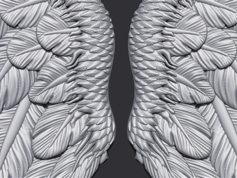 Angel Wings Bas Relief 3D Print Model