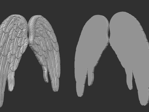 Angel Wings Bas Relief 3D Print Model