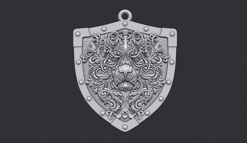 Decorative Lion Head Pendant Model Cetak 3D .c4d .max .obj .3ds .fbx .stl .blend