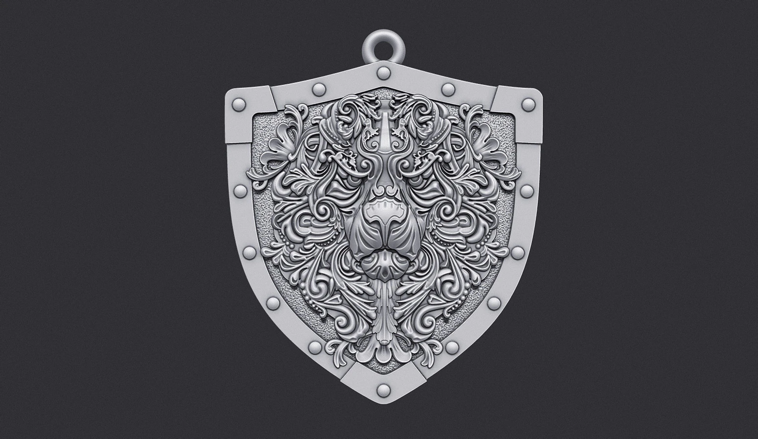 Decorative Lion Head Pendant 3D Print Model .c4d .max .obj .3ds .fbx .stl .blend