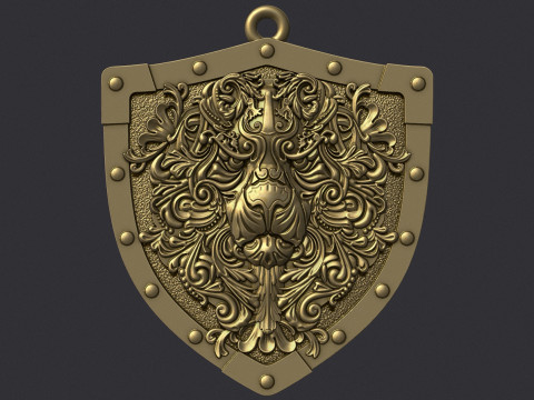 Decorative Lion Head Pendant Model Cetak 3D