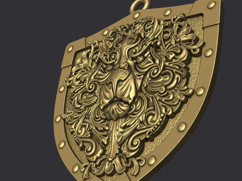 Decorative Lion Head Pendant Model Cetak 3D