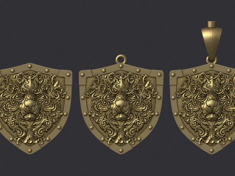 Decorative Lion Head Pendant Model Cetak 3D