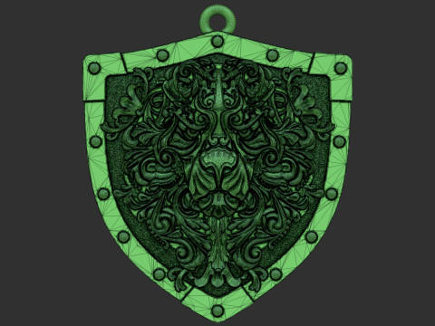 Decorative Lion Head Pendant Model Cetak 3D