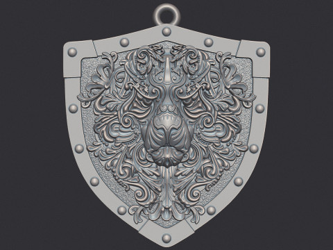 Decorative Lion Head Pendant Model Cetak 3D
