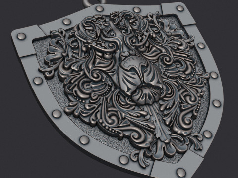 Decorative Lion Head Pendant Model Cetak 3D