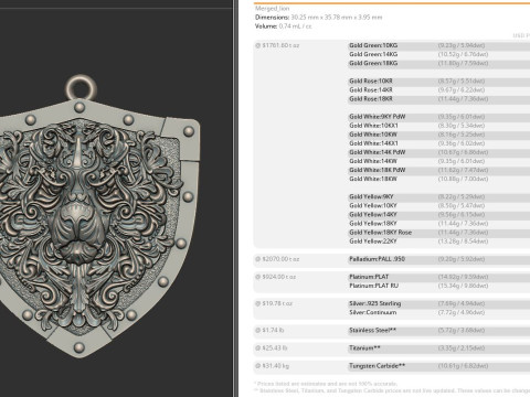 Decorative Lion Head Pendant Model Cetak 3D