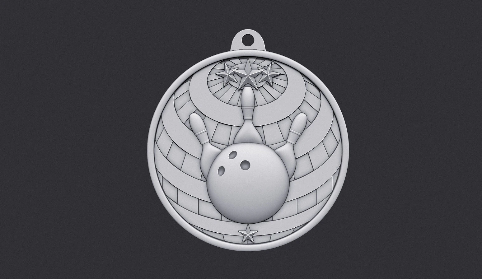 Bowling Award Medal 3D Print Model .c4d .max .obj .3ds .fbx .stl .blend