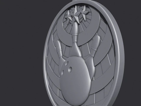 Bowling Award Medal 3D Print Model
