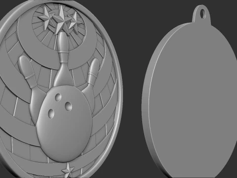 Bowling Award Medal 3D Print Model