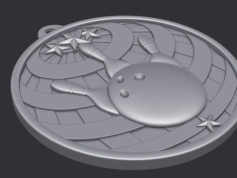 Bowling Award Medal 3D Print Model