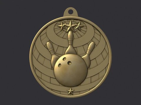 Bowling Award Medal 3D Print Model