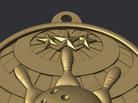 Bowling Award Medal 3D Print Model