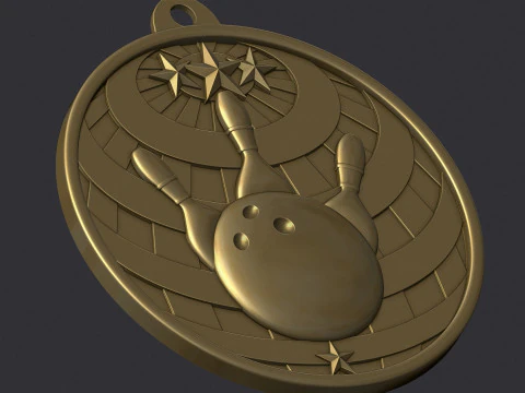 Bowling Award Medal 3D Print Model