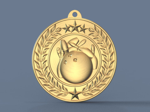 Bowling Award Medal Model Cetak 3D