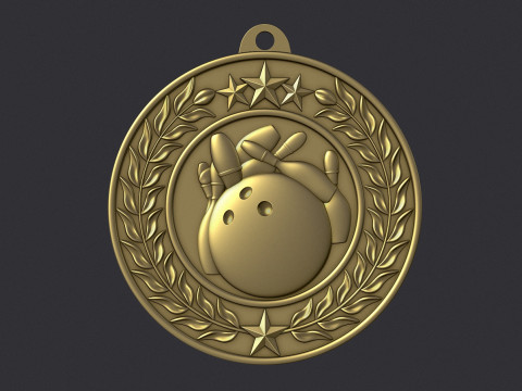 Bowling Award Medal 3D Print Model